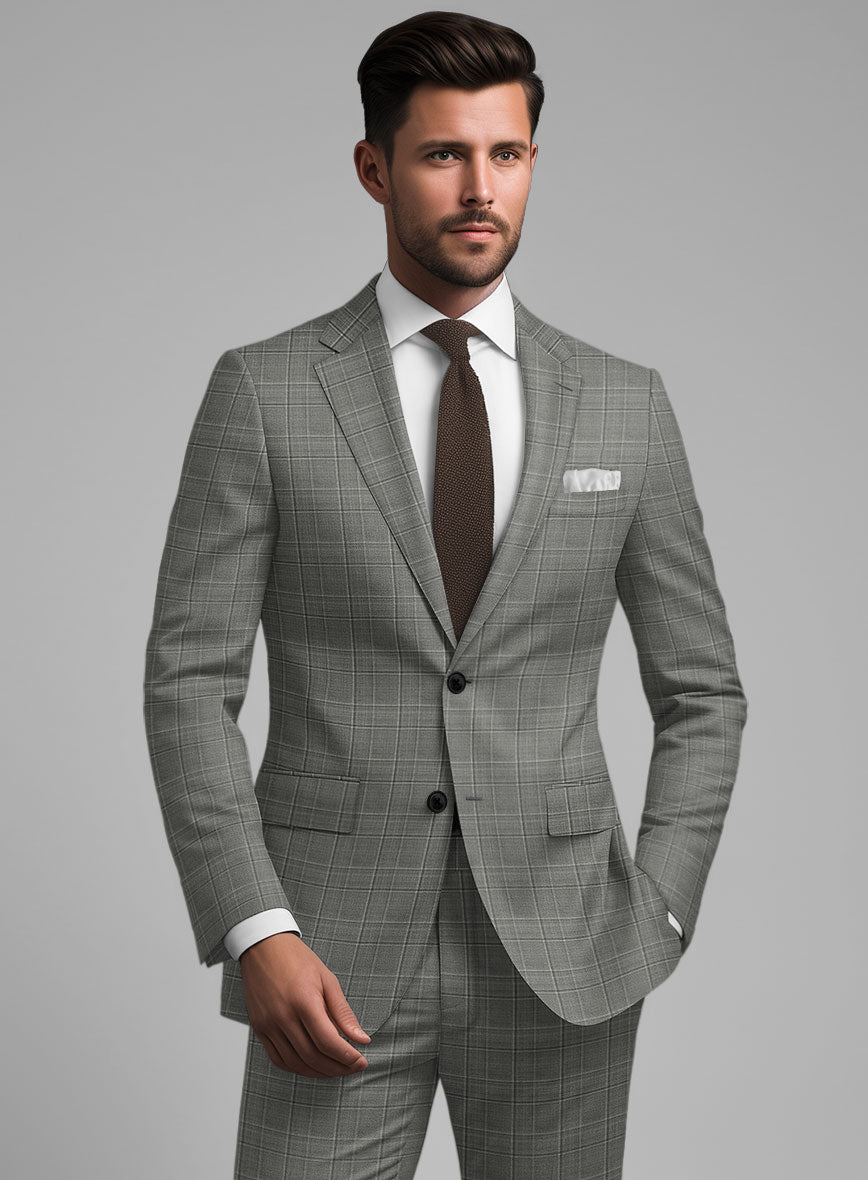 Reda Mavlox Gray Checks Wool Suit