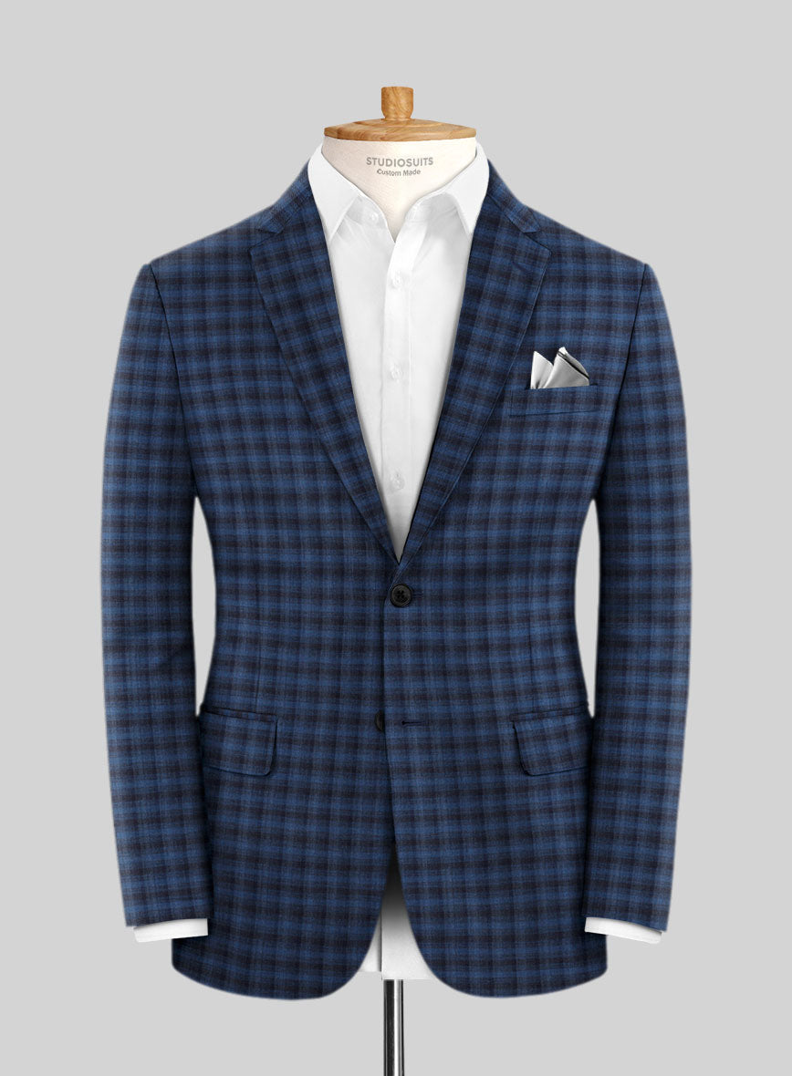 Reda Mid Blue Checks Wool Suit - StudioSuits