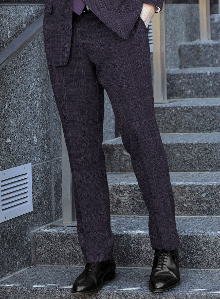 Reda Stibal Purple Checks Wool Pants - StudioSuits