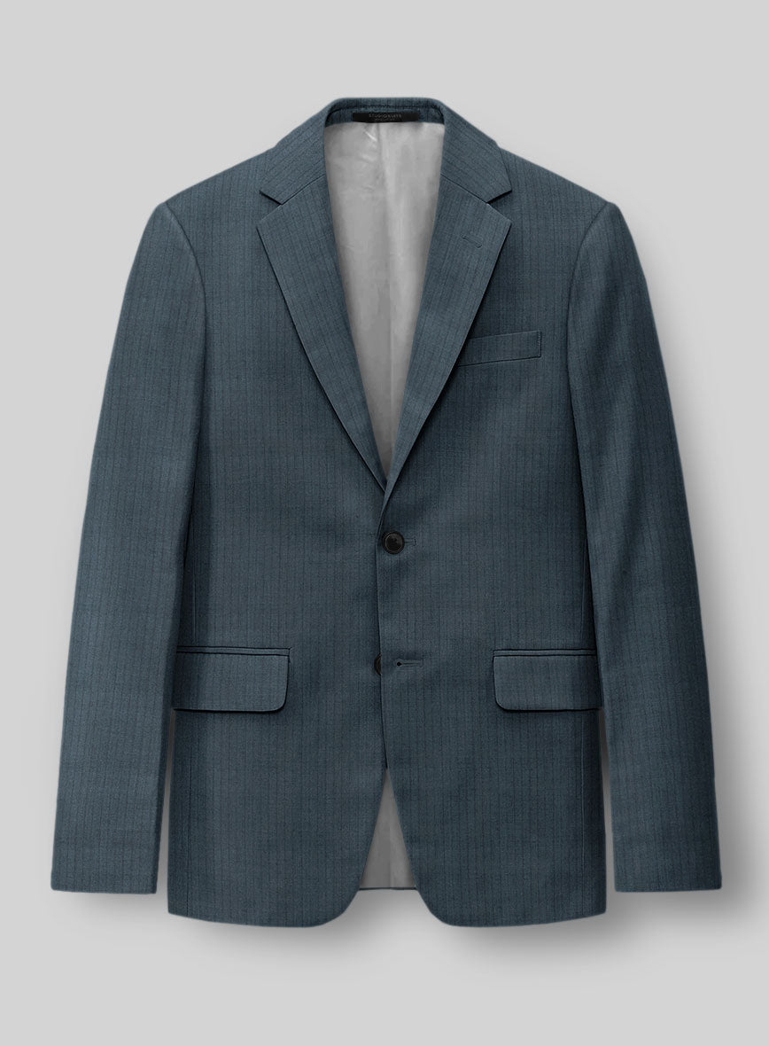 Reda Tibaro Blue Stripe Wool Jacket - StudioSuits