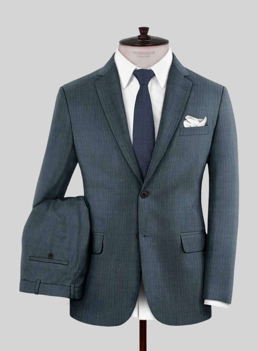 Reda Tibaro Blue Stripe Wool Suit - StudioSuits