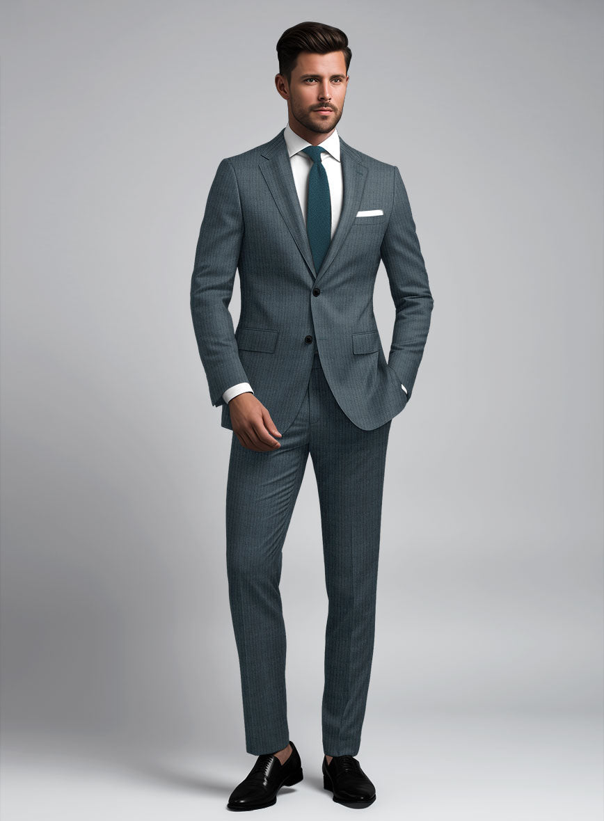 Reda Tibaro Blue Stripe Wool Suit - StudioSuits