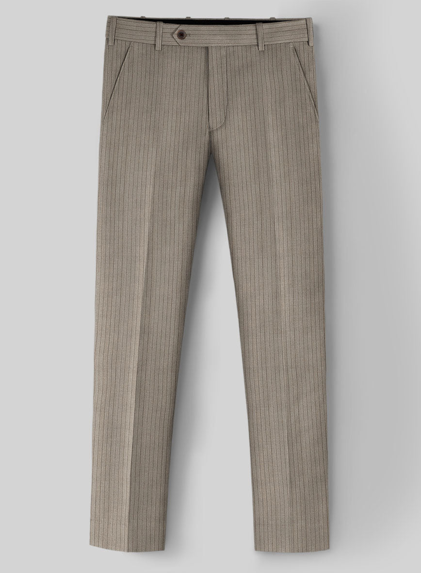 Reda Tibaro Brown Stripe Wool Pants - StudioSuits