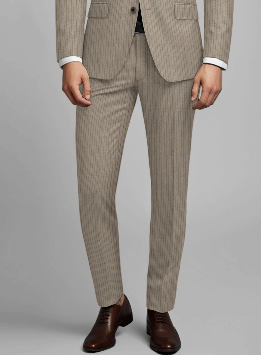 Reda Tibaro Brown Stripe Wool Pants - StudioSuits