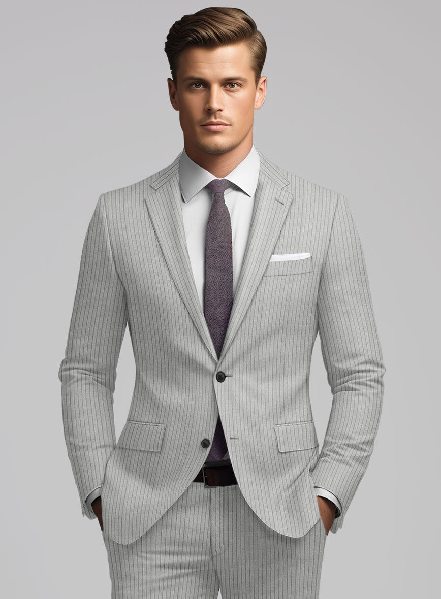 Reda Tibaro Gray Stripe Wool Jacket - StudioSuits