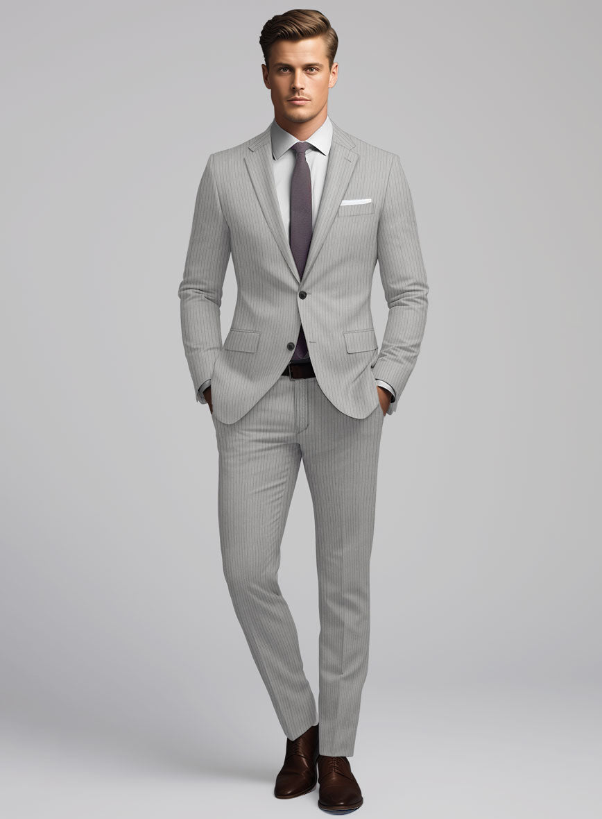 Reda Tibaro Gray Stripe Wool Suit - StudioSuits