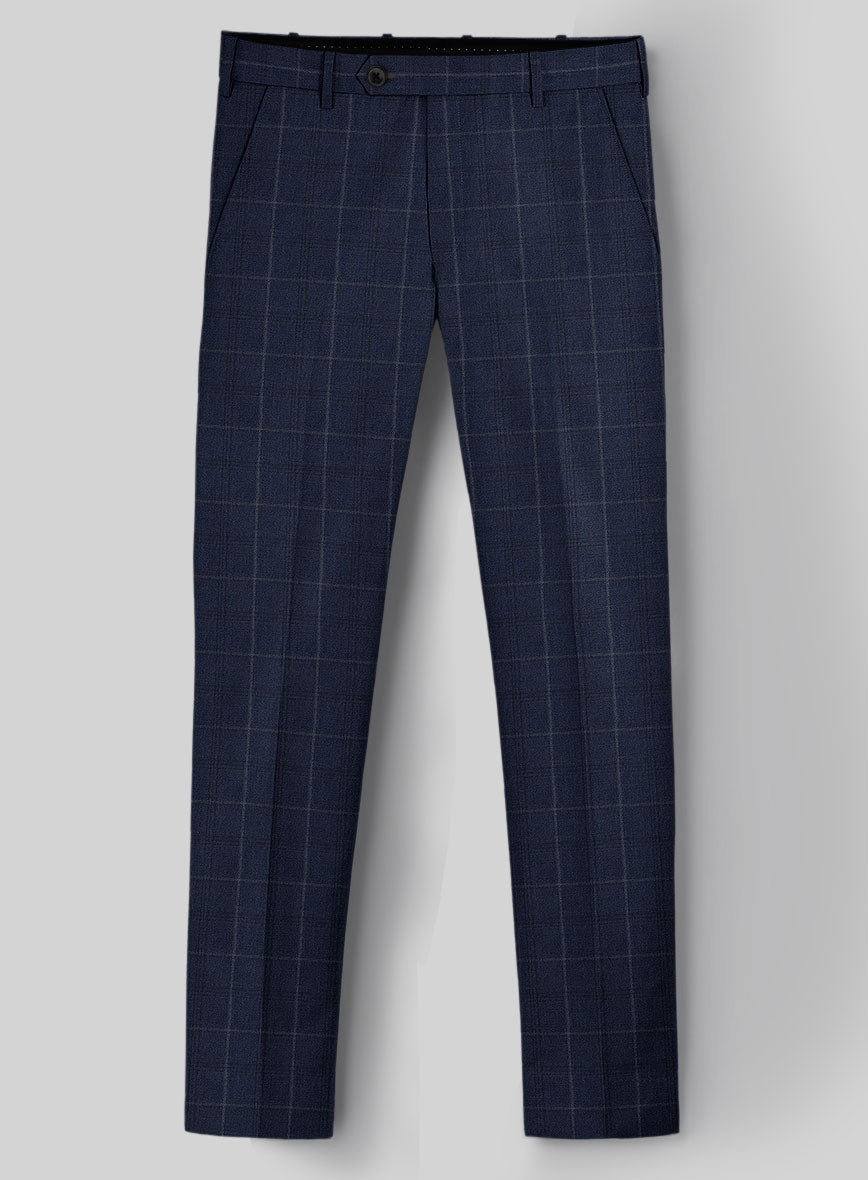 Reda Trivon Blue Checks Wool Pants - StudioSuits