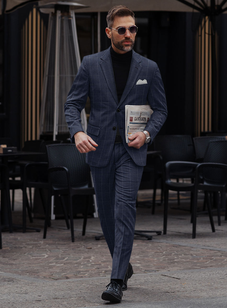 Reda Trivon Blue Checks Wool Suit