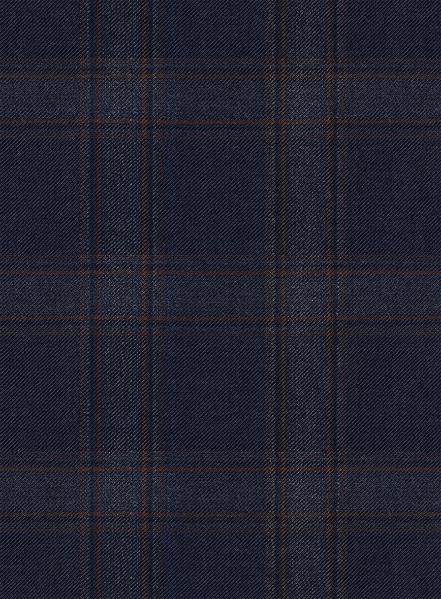 Reda Vidla Dark Blue Checks Wool Pants - StudioSuits