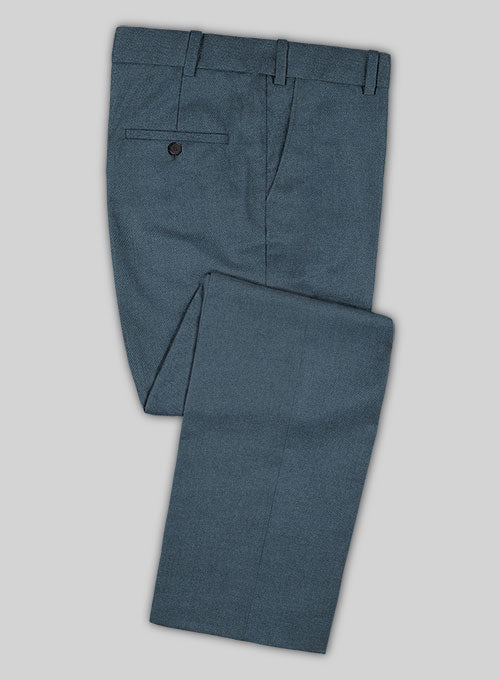 Reda Ebony Blue Wool Pants - StudioSuits