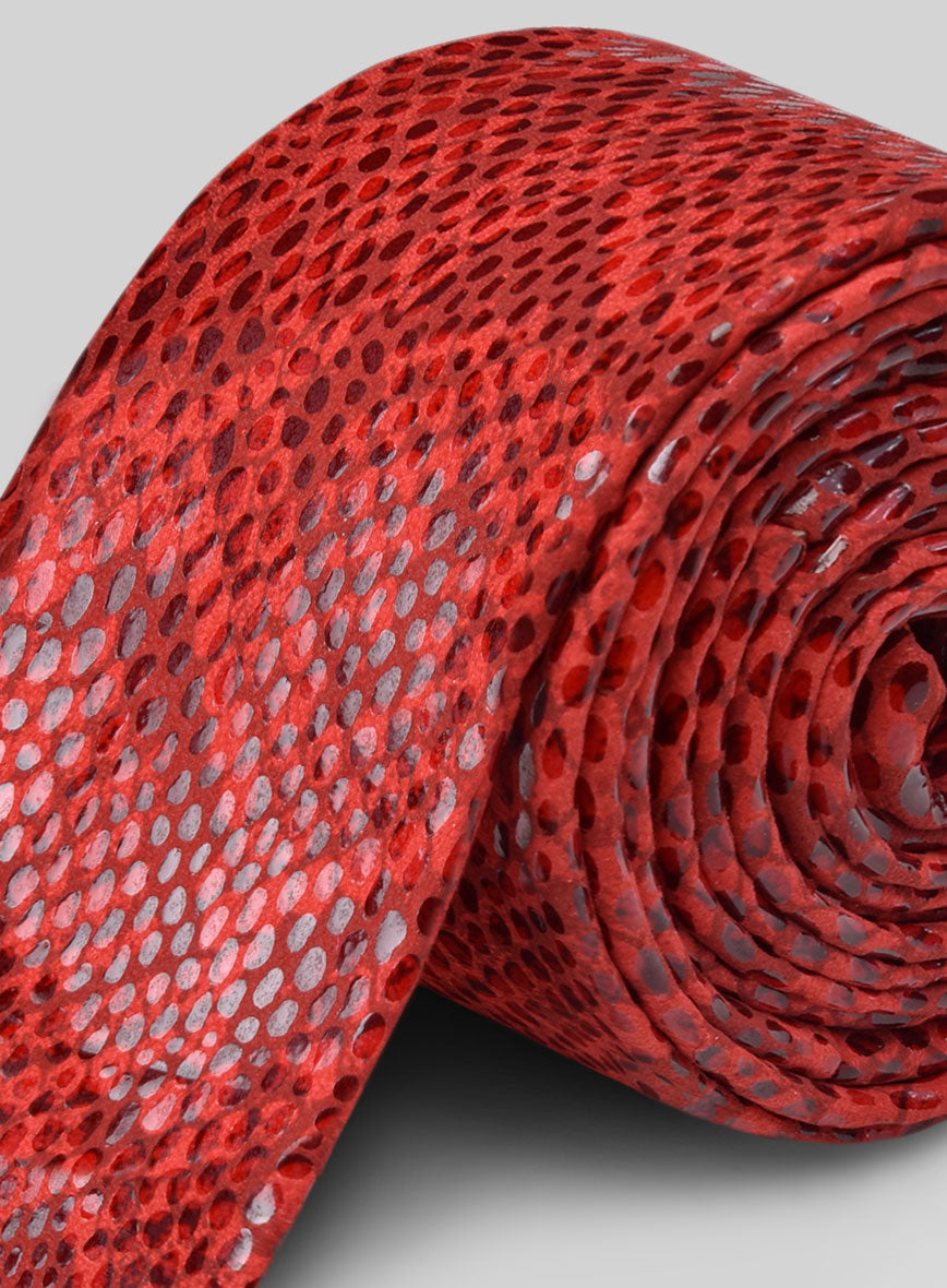 Shiny Red Python Leather Tie - StudioSuits