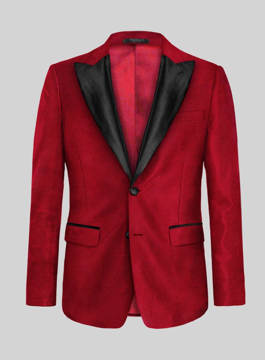 Red Velvet Tuxedo Jacket - StudioSuits