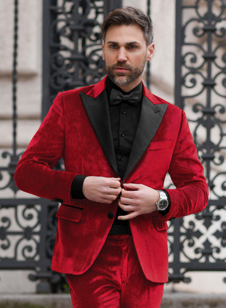 Red Velvet Tuxedo Jacket - StudioSuits