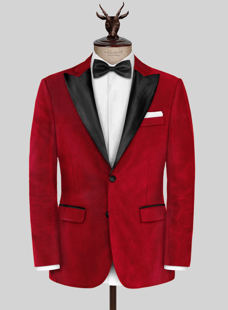 Red Velvet Tuxedo Jacket - StudioSuits