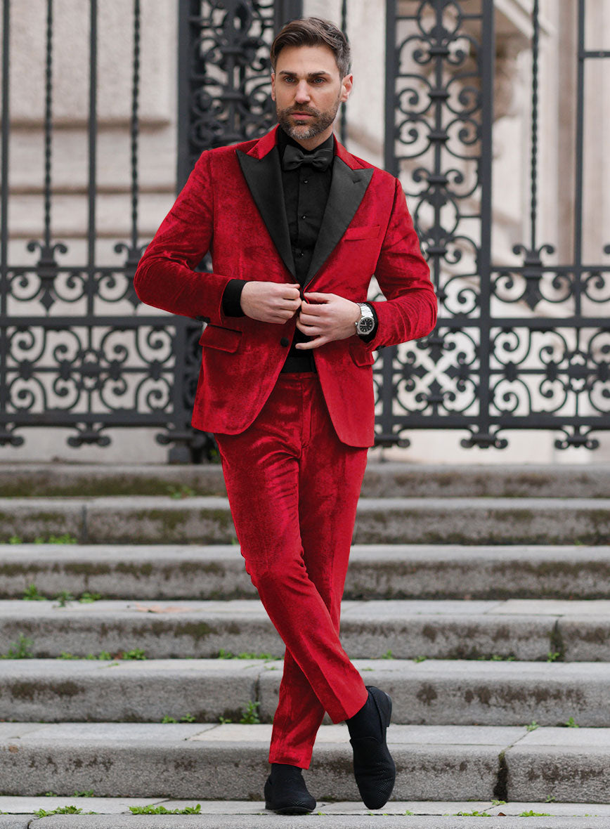 Red Velvet Tuxedo Suit - StudioSuits