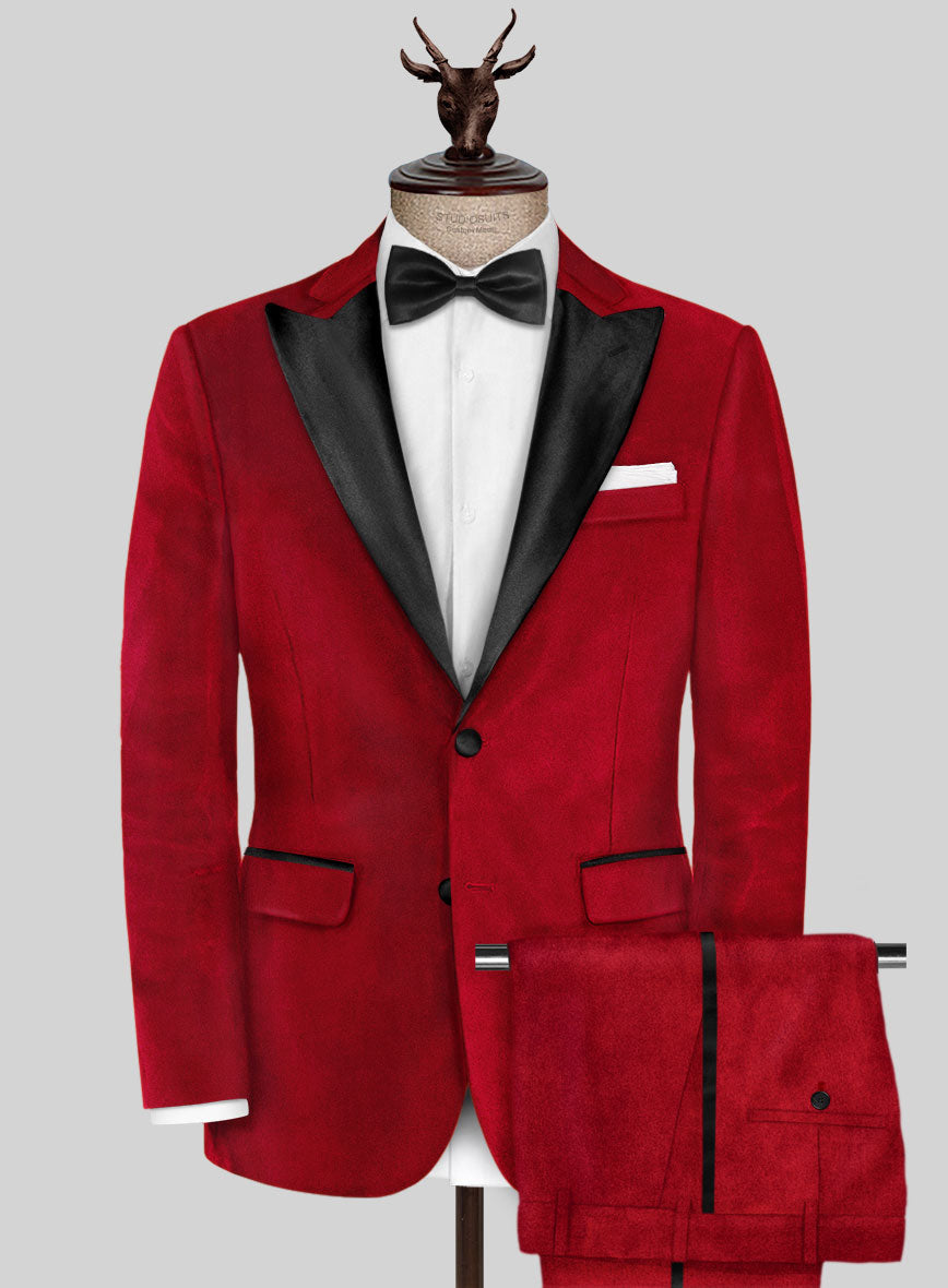 Red Velvet Tuxedo Suit - StudioSuits