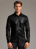 Regal Black Leather Shirt - StudioSuits