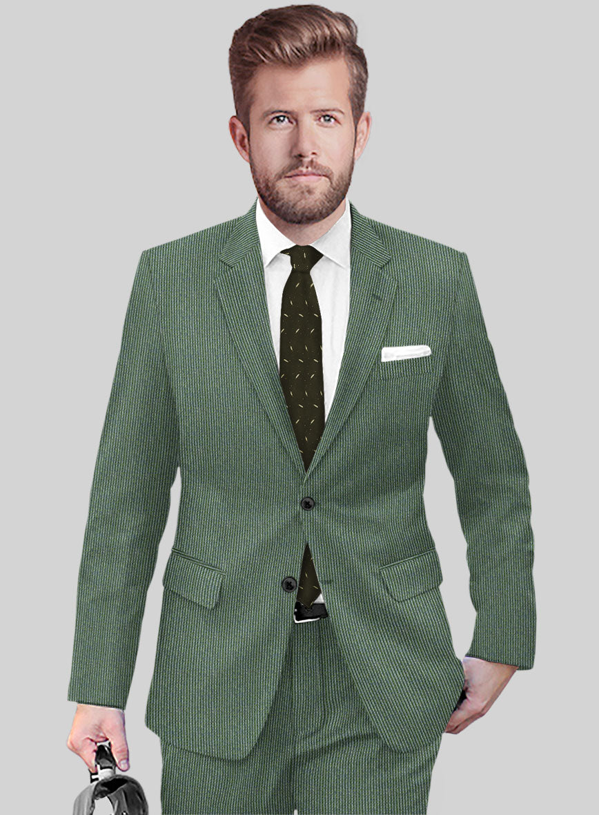 Regal Corded Green Stripe Tweed Jacket - StudioSuits