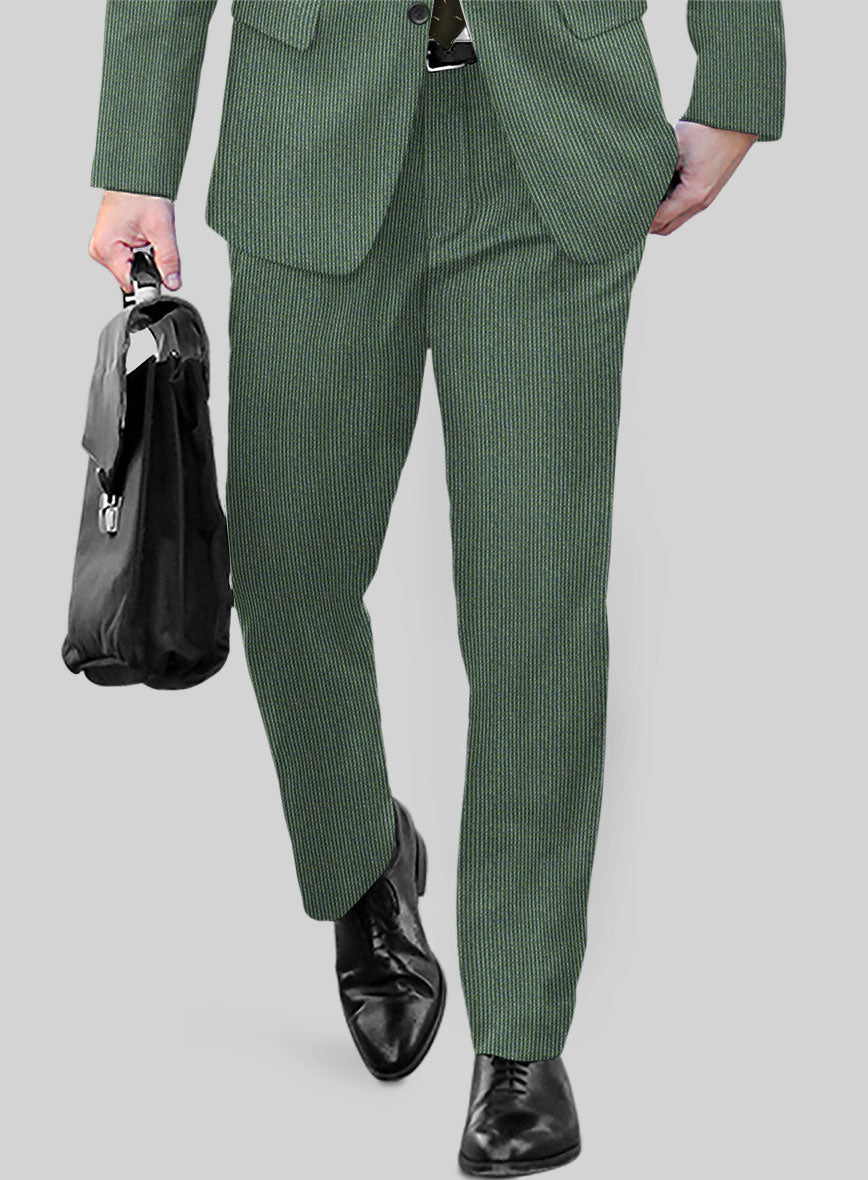 Regal Corded Green Stripe Tweed Pants - StudioSuits