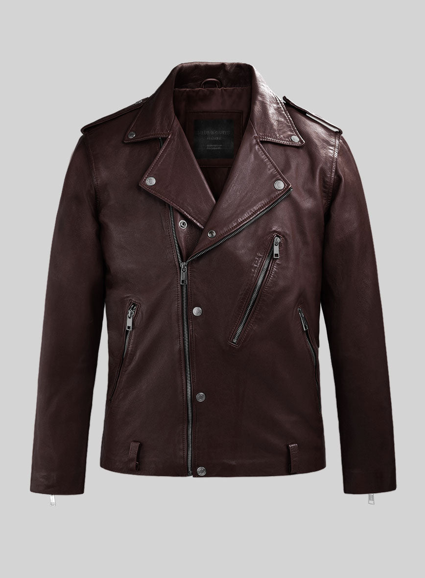 Revolt Burgundy Biker Leather Jacket – StudioSuits