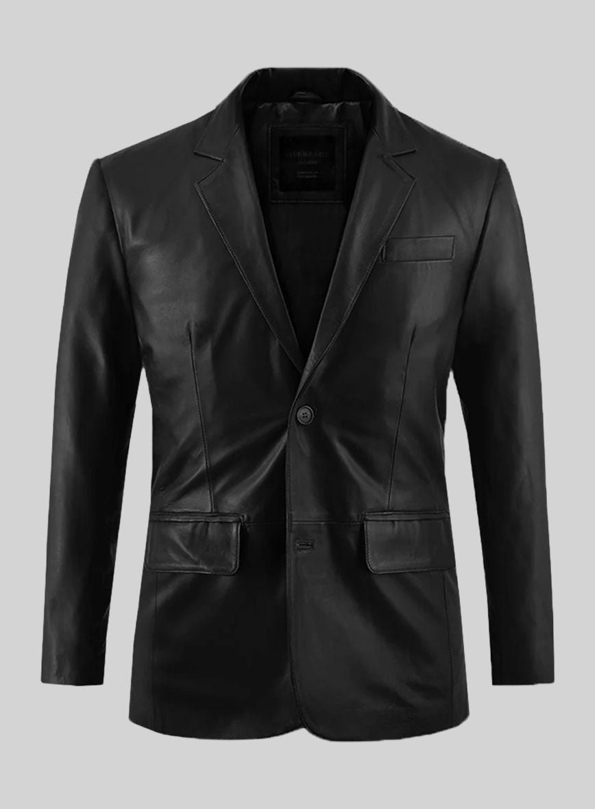 Rich Black Leather Suit - StudioSuits