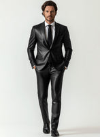 Rich Black Leather Suit - StudioSuits