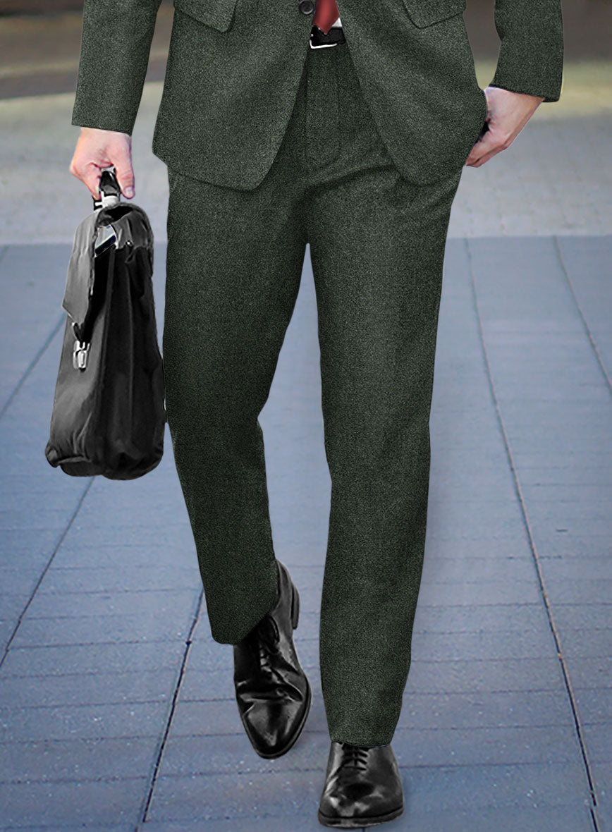 Rope Weave Green Tweed Pants - StudioSuits