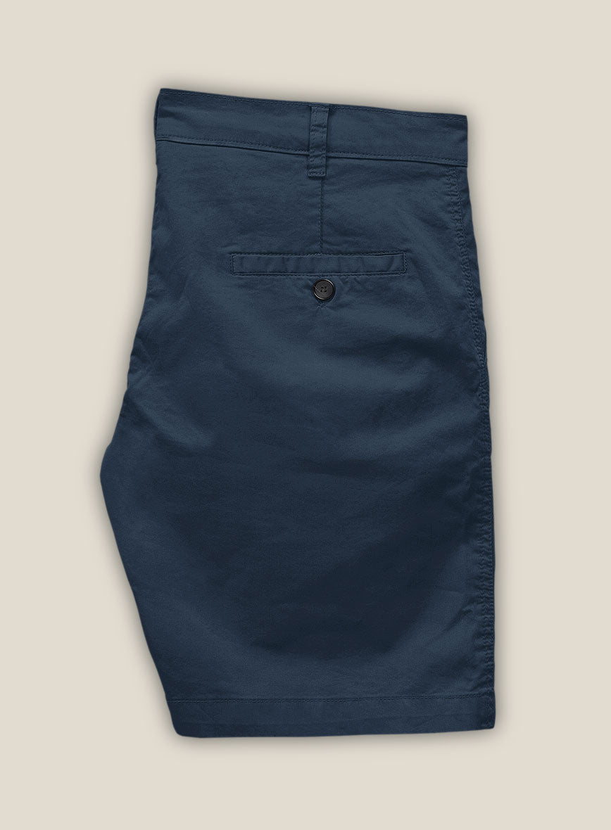 Royal Blue Feather Cotton Canvas Stretch Shorts - StudioSuits