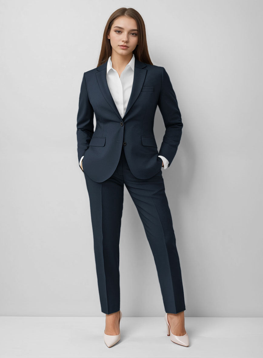 Women's Royal Blue Feather Cotton Canvas Stretch Suit - StudioSuits