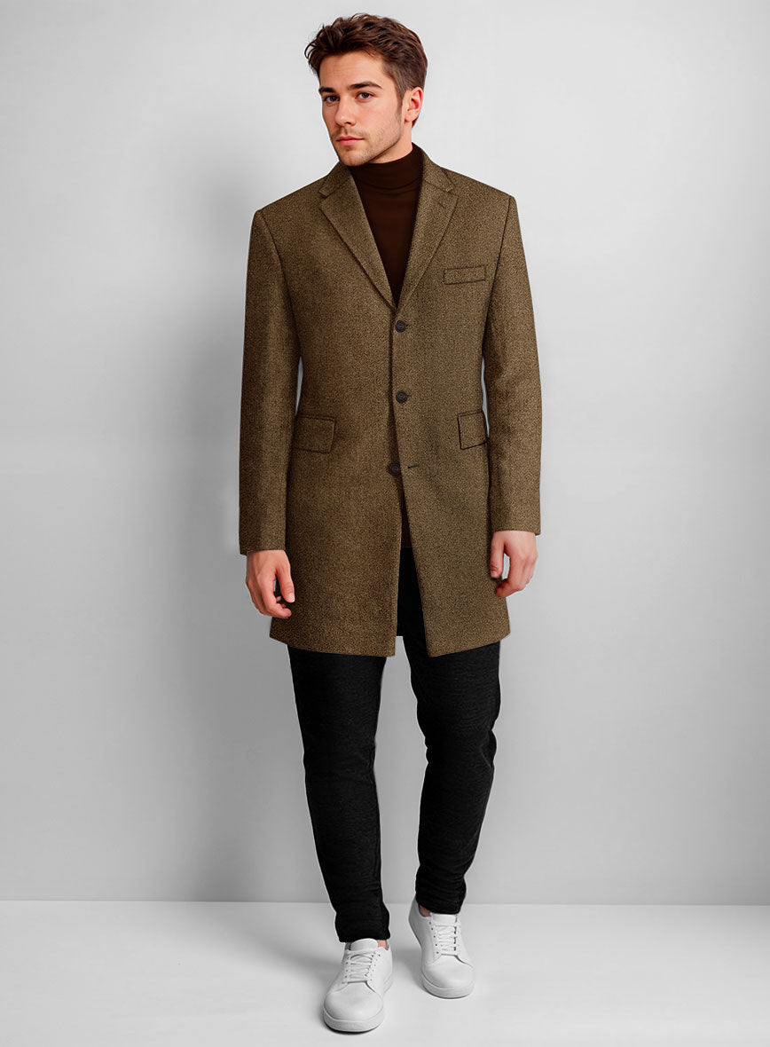 Royal Brown Heavy Tweed Overcoat - StudioSuits