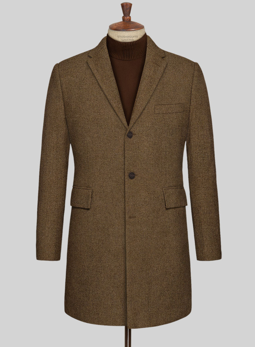 Royal Brown Heavy Tweed Overcoat - StudioSuits