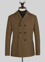 Royal Brown Heavy Tweed Pea Coat