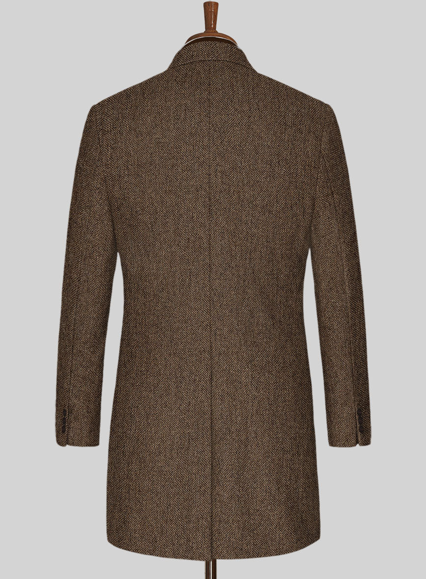 Rust Herringbone Tweed Overcoat