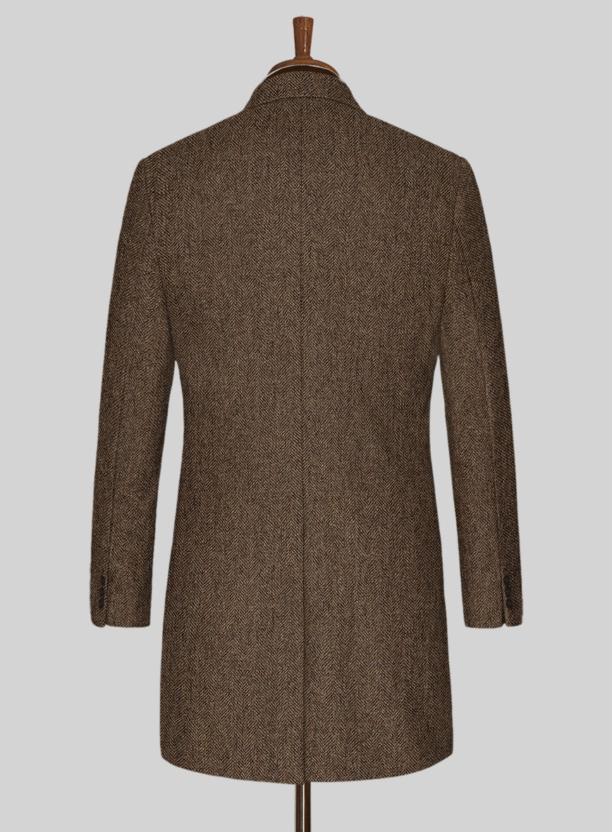 Rust Herringbone Tweed Overcoat - StudioSuits