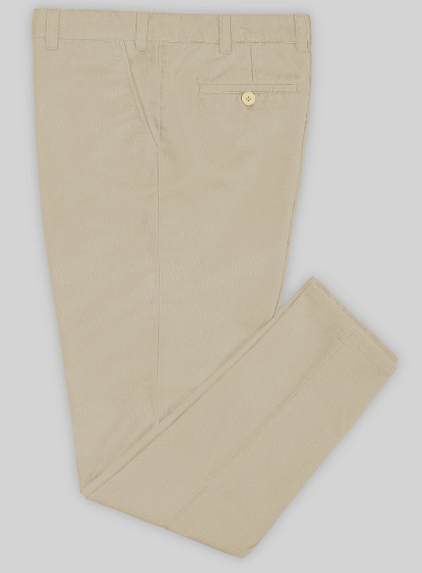 Washed Sand Feather Cotton Canvas Stretch Chino Pants - StudioSuits