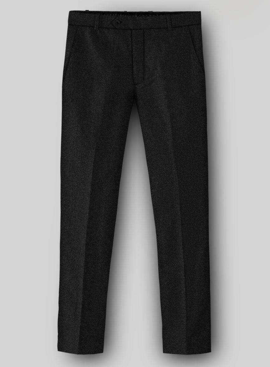 Sartori Allegra Black Herringbone Soft Tweed Pants - StudioSuits