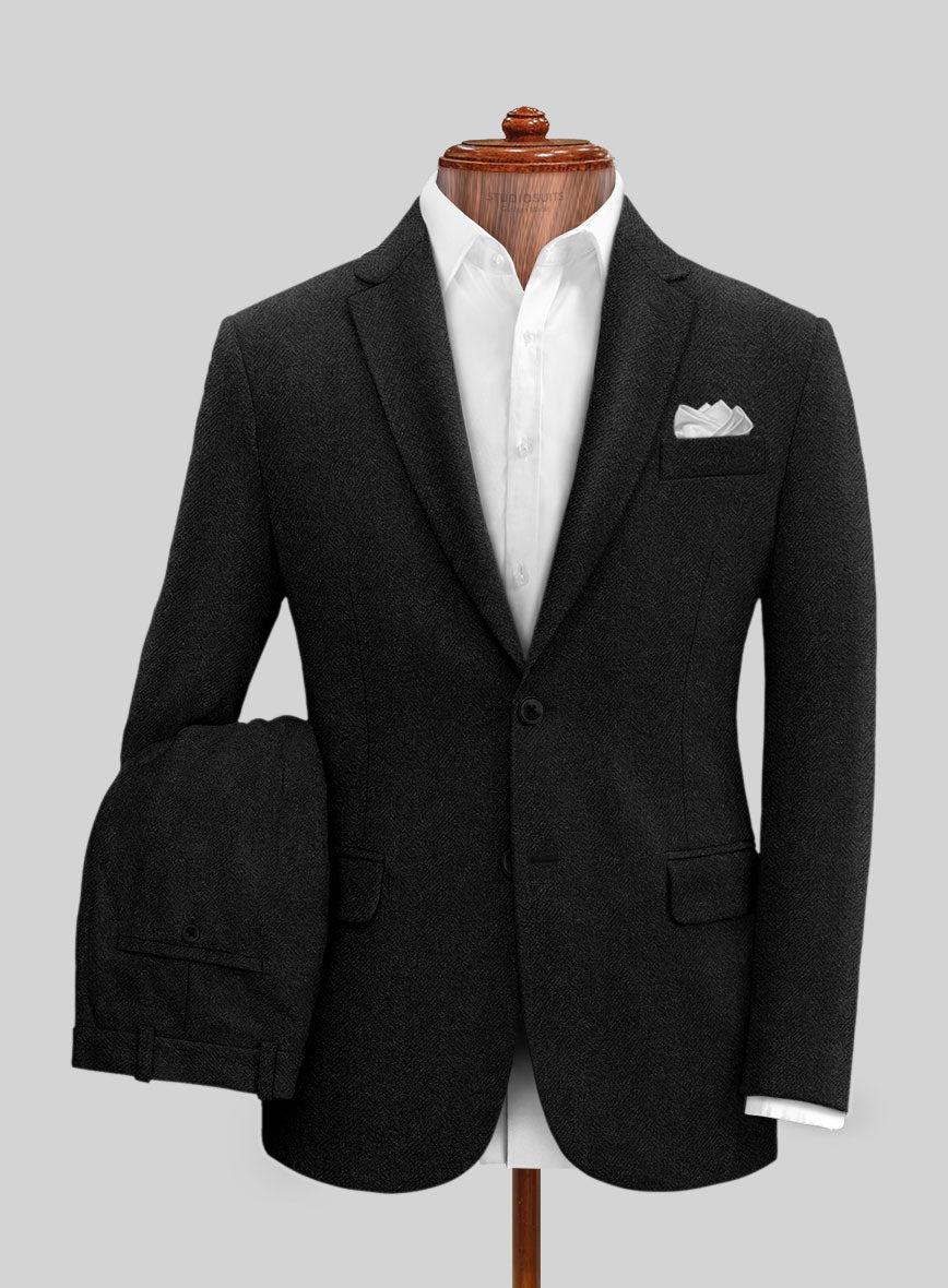 Sartori Allegra Black Herringbone Soft Tweed Suit - StudioSuits