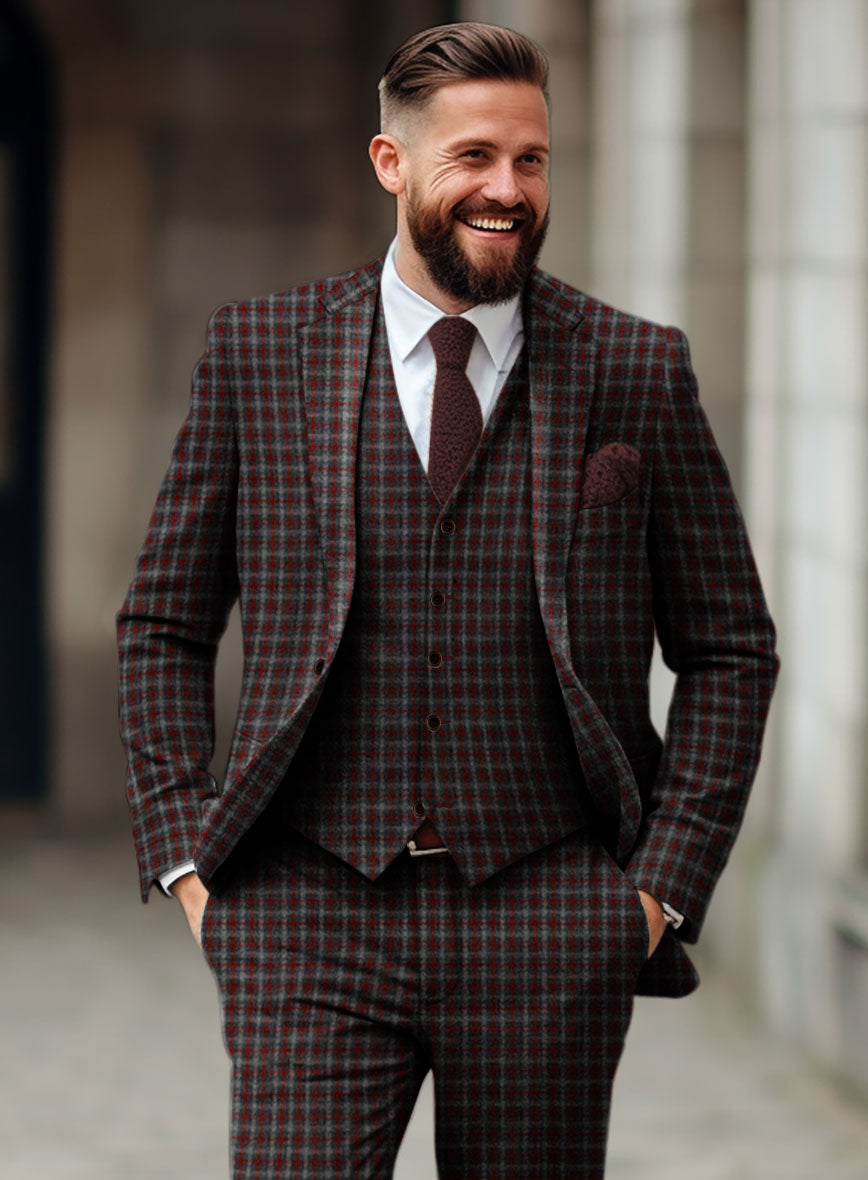 Sartori Ambrogio Red Check Soft Tweed Jacket - StudioSuits