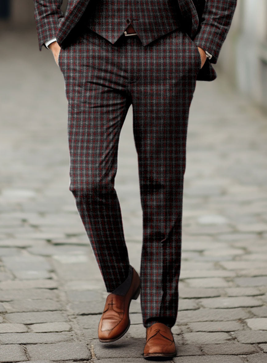 Sartori Ambrogio Red Check Soft Tweed Pants - StudioSuits