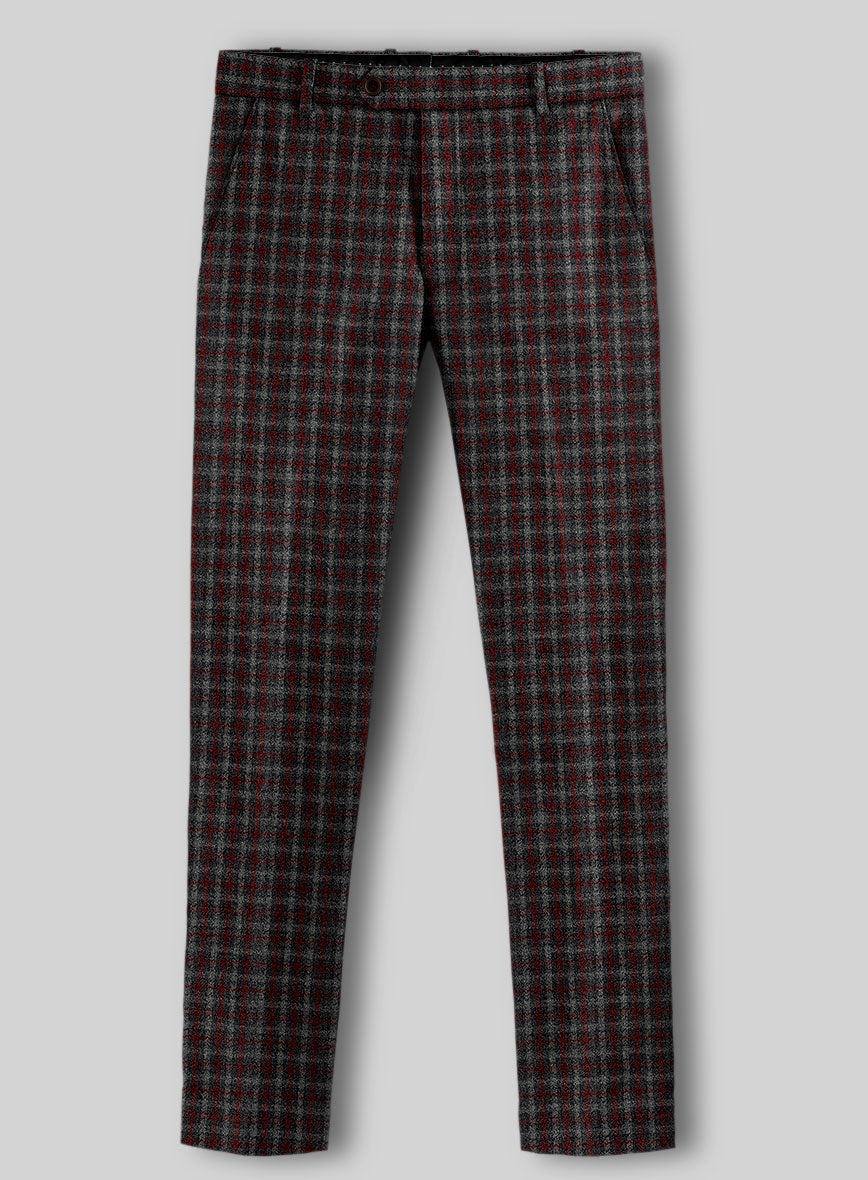 Sartori Ambrogio Red Check Soft Tweed Pants - StudioSuits