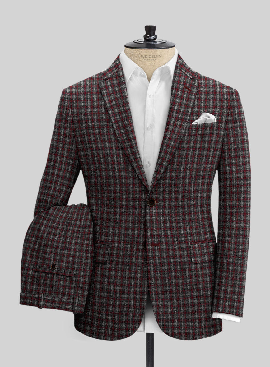 Sartori Ambrogio Red Check Soft Tweed Suit - StudioSuits