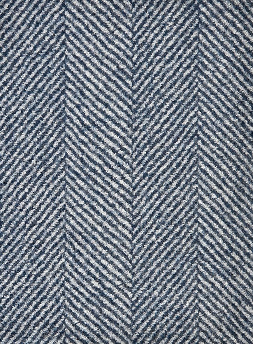 Sartori Anselmo Blue Herringbone Soft Tweed Pants - StudioSuits