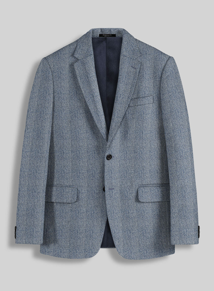 Sartori Anselmo Blue Herringbone Soft Tweed Suit - StudioSuits