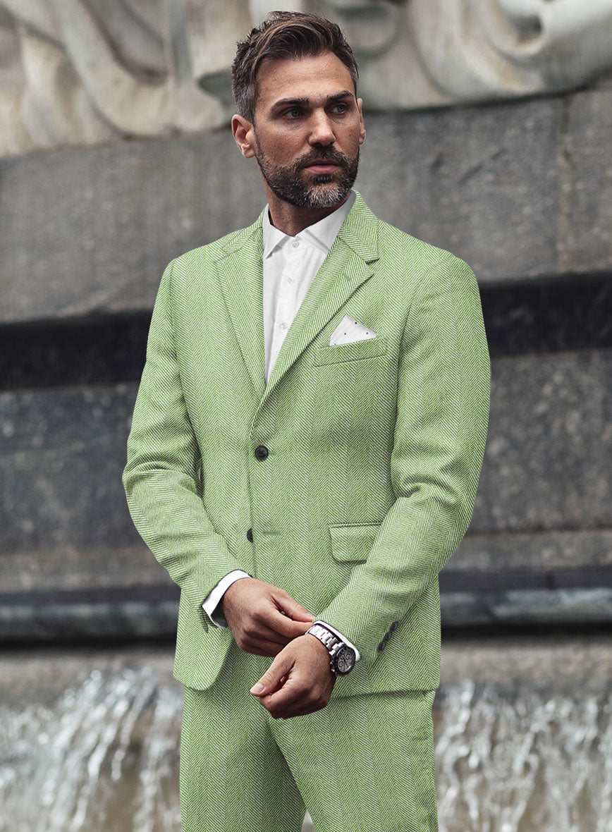 Sartori Celemente Green Herringbone Soft Tweed Jacket - StudioSuits