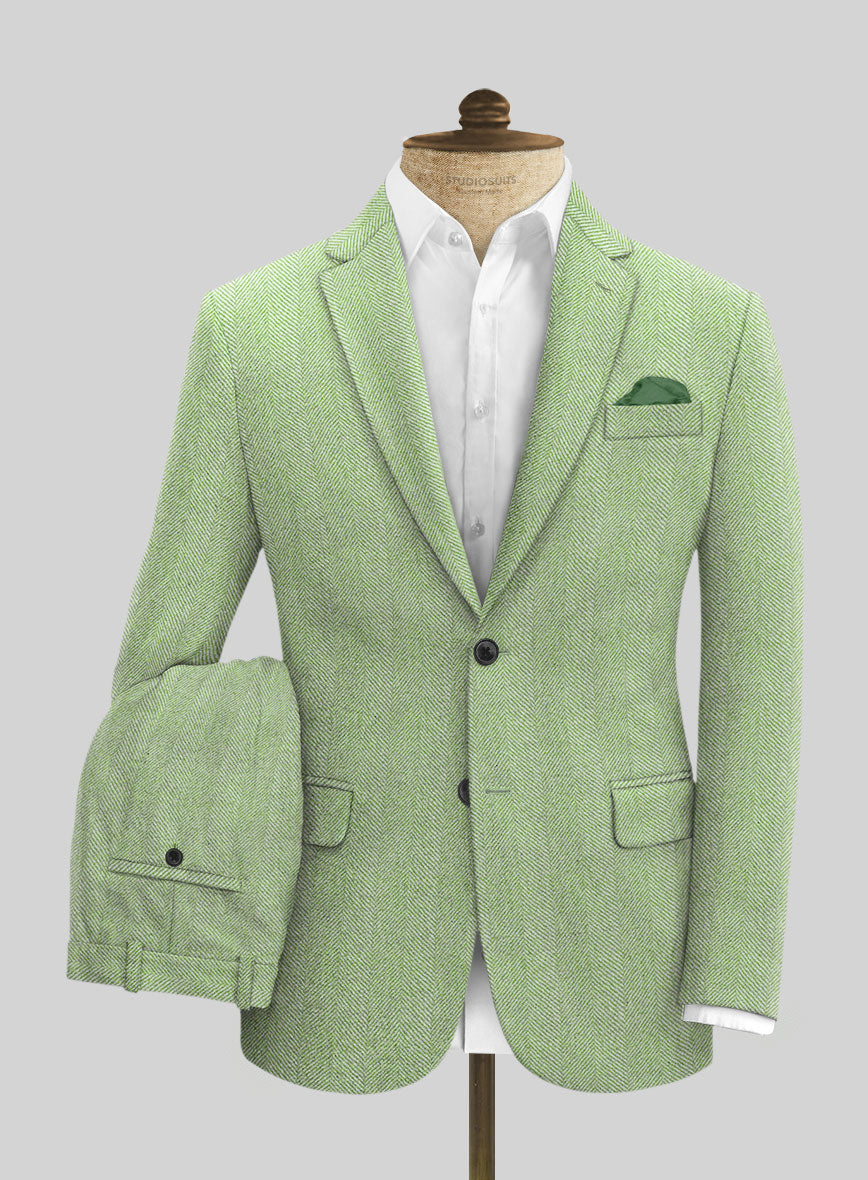 Sartori Celemente Green Herringbone Soft Tweed Suit - StudioSuits