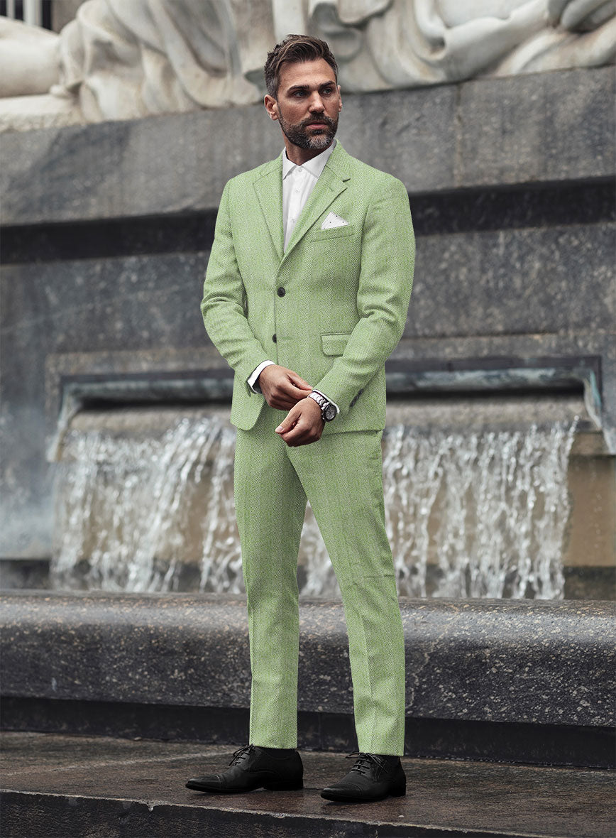 Sartori Celemente Green Herringbone Soft Tweed Suit - StudioSuits