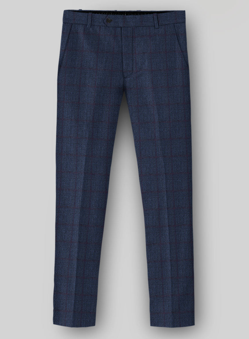 Sartori Franca Blue Check Soft Tweed Pants - StudioSuits