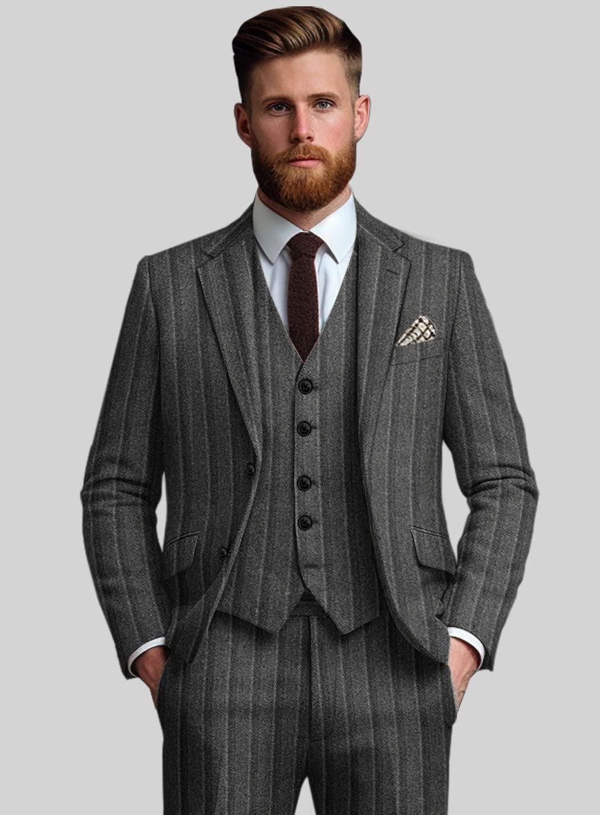 Sartori Leocadia Charcoal Stripe Soft Tweed Jacket - StudioSuits