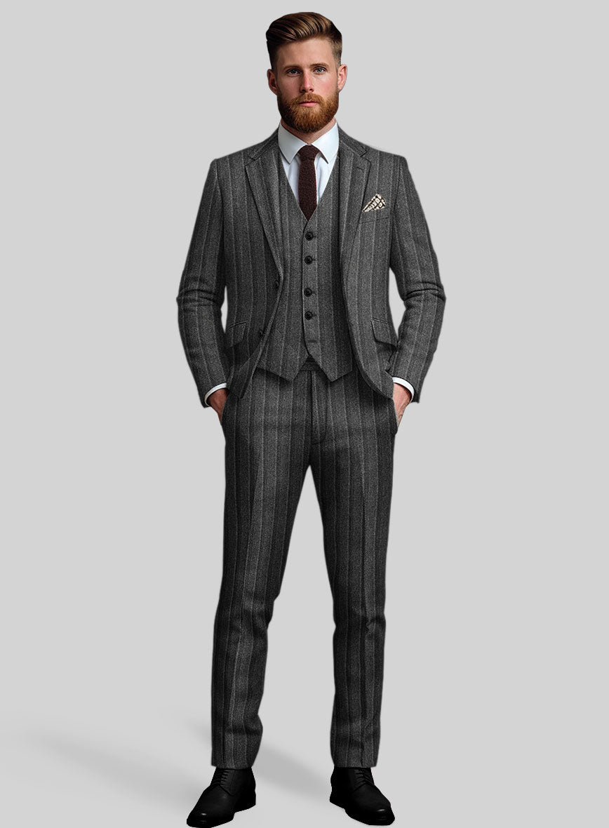 Sartori Leocadia Charcoal Stripe Soft Tweed Suit - StudioSuits