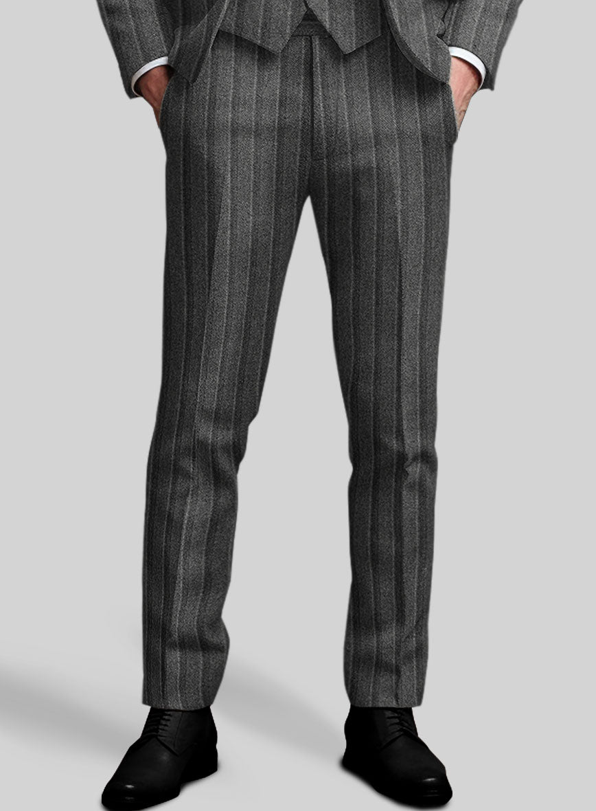 Sartori Leocadia Charcoal Stripe Soft Tweed Pants - StudioSuits